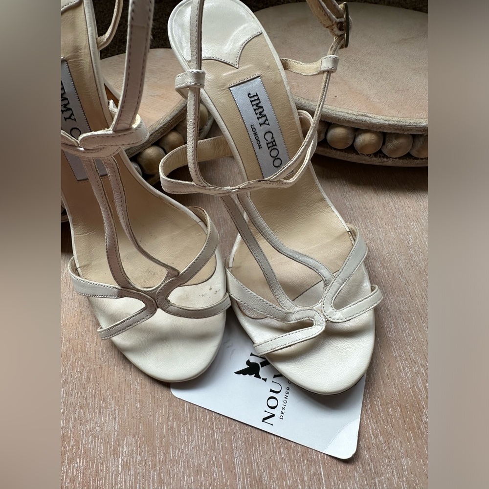 Jimmy Choo Strappy Bramley Heels ✨ White Leather ✨ Size 36/US 5.5/6 - Picture 9 of 9